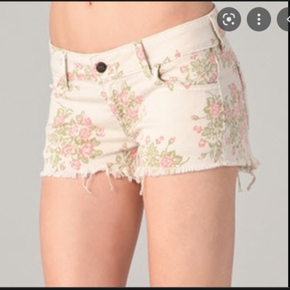 White Floral Denim Siwy Camilla Cut Off Shorts